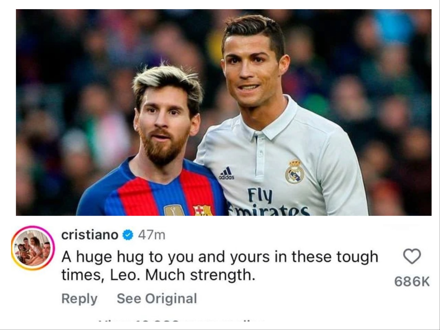 বাবা হারিয়ে শোকার্ত মেসির পাশে রোনালদো
