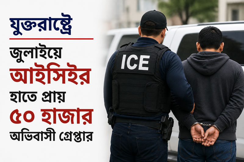 যুক্তরাষ্ট্রে জুলাইয়ে আইসিইর হাতে প্রায় ৫০ হাজার অভিবাসী গ্রেপ্তার