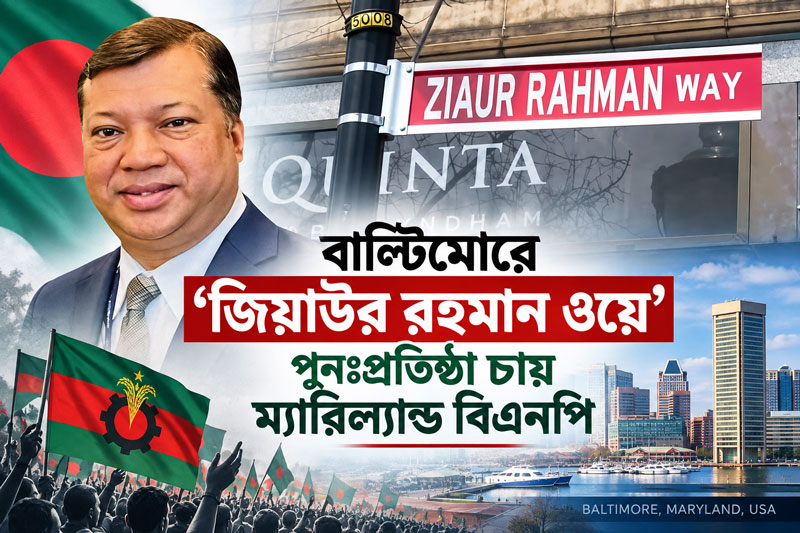 বাল্টিমোরে ‘জিয়াউর রহমান ওয়ে’ পুনঃপ্রতিষ্ঠা চায় ম্যারিল্যান্ড বিএনপি