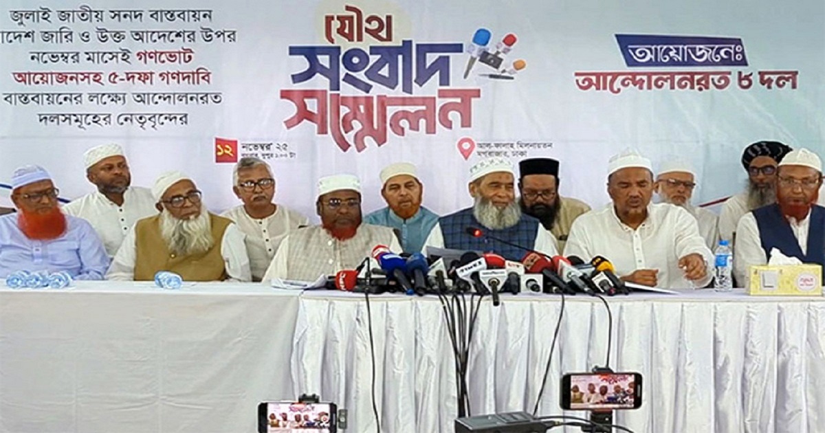জামায়াতসহ ৮ দলের নতুন কর্মসূচি ঘোষণা