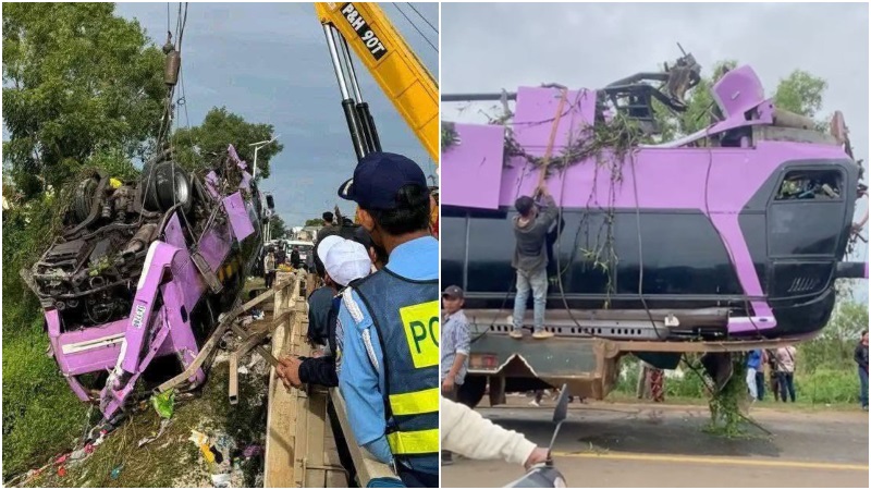 সেতু থেকে উল্টে পড়ল বাস, ১৬ যাত্রীর মর্মান্তিক ‍মৃত্যু