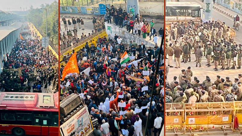 দিল্লিতে বাংলাদেশ হাইকমিশনের সামনে ‘বিশ্ব হিন্দু পরিষদের’ বিক্ষোভ