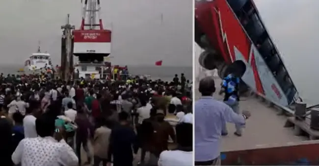 ৫৫ যাত্রী নিয়ে ডুবে যাওয়া বাস উদ্ধারে ঘটনাস্থলে ‘হামজা’