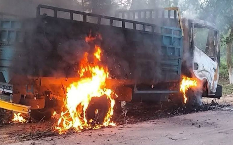 গরু চোর সন্দেহে তিনজনকে পিটিয়ে হত্যা, ট্রাকে আগুন