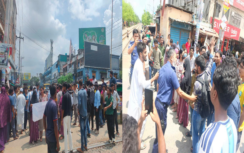 শিক্ষামন্ত্রীর পদত্যাগের দাবিতে দিনাজপুরে রেললাইন অবরোধ, পঞ্চগড় এক্সপ্রেস আটকা