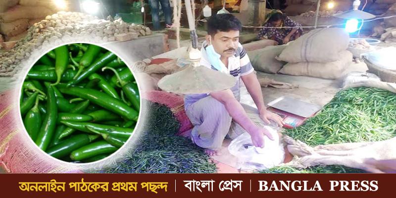 কাঁচা মরিচের ঝাল : গৌরীপুরে ৬০ টাকার মরিচ ২০০ টাকা কেজি