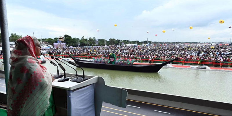 আসেন দেখে যান, পদ্মা সেতু হয়েছে কিনা : খালেদা জিয়াকে প্রধানমন্ত্রী