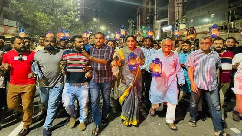 রিজভীর নেতৃত্বে বিএনপির হারিকেন মিছিল