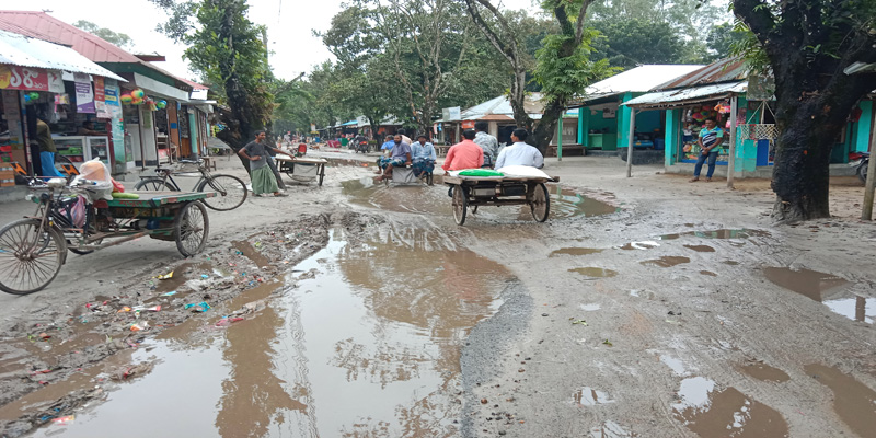 তেঁতুলিয়া শালবাহান হাট সড়কের বেহাল দশায় চরম দুর্ভোগে এলাকাবাসী