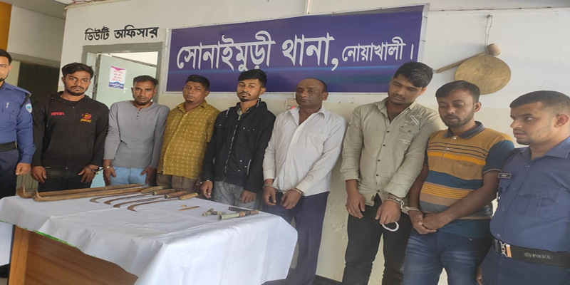 নোয়াখালীতে আগ্নেয়াস্ত্র ও লুন্ঠিত মালামালসহ ৭ ডাকাত গ্রেফতার