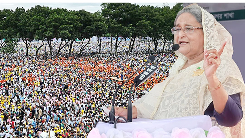 রংপুরের জনসভায় প্রধানমন্ত্রী : নৌকায় ভোট দিন