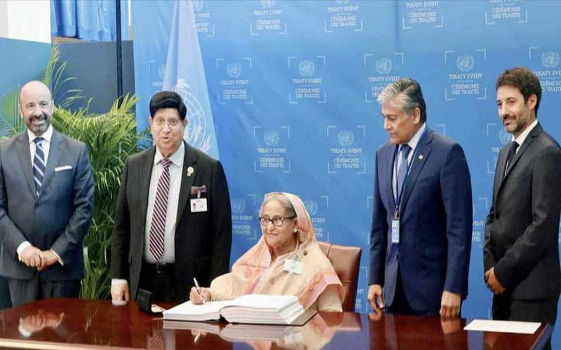 জাতিসংঘের গভীর সমুদ্র বিষয়ক চুক্তিতে সই করলেন প্রধানমন্ত্রী