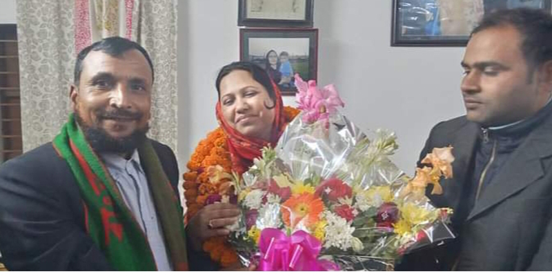 গৌরীপুরে নবনির্বাচিত সংসদ সদস্য নিলুফার আনজুম পপিকে ফুলেল শুভেচ্ছা