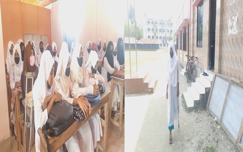 এক পায়ে তিন কিলোমিটার হেঁটে কলেজে যায় ইয়াছমিন