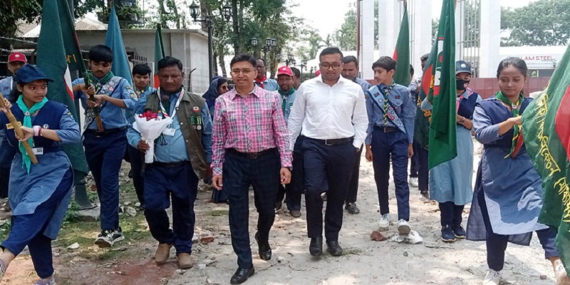 ডোমার উপজেলা স্কাউট ভবন নির্মাণ কাজের ভিত্তিপ্রস্তর স্থাপন